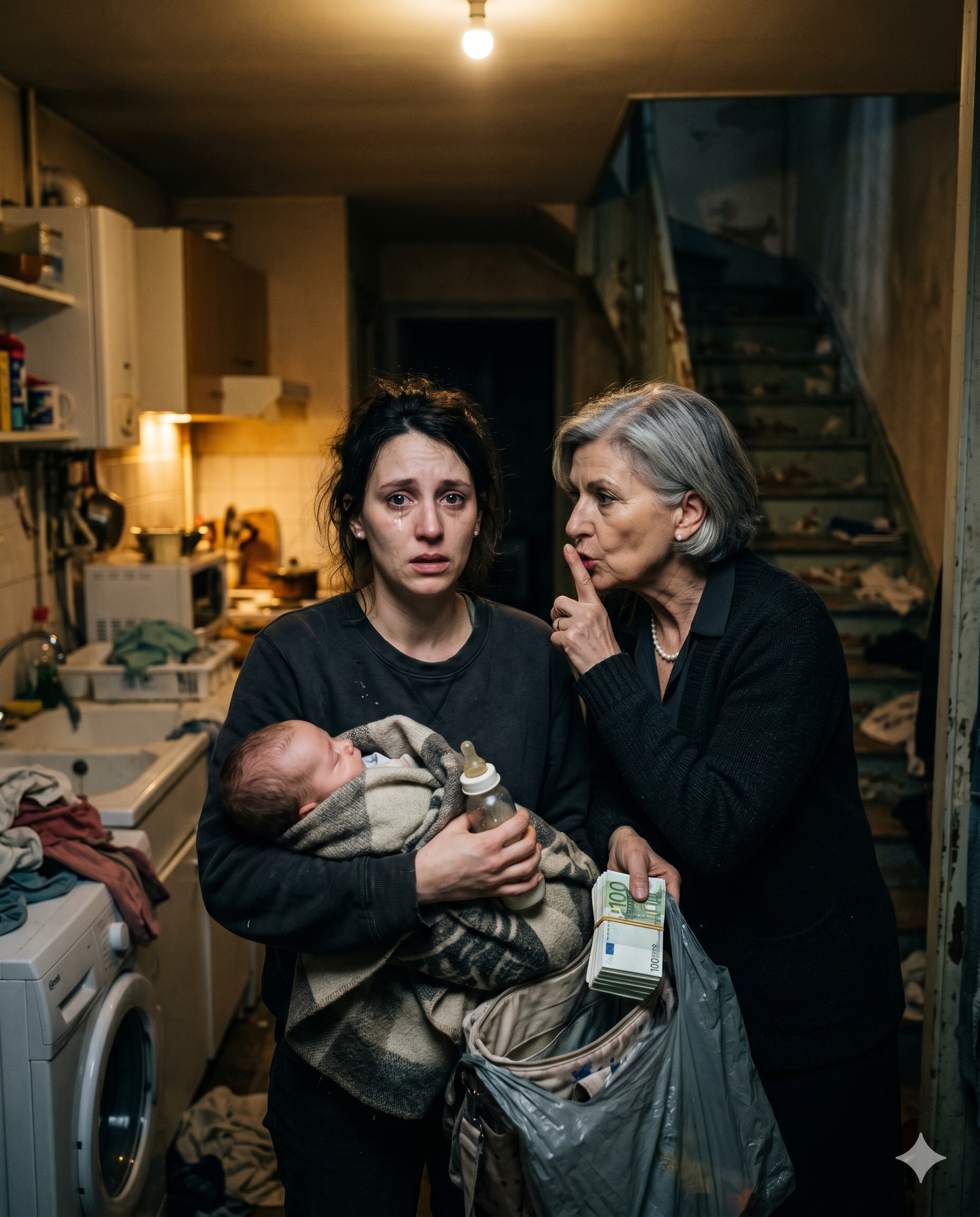 Ma belle-mère est arrivée à 1 h du matin avec 100 000 € et m’a soufflé : « Pars tout de suite avec le bébé »… mais au réveil, tout le monde m’accusait d’être une voleuse et une maîtresse