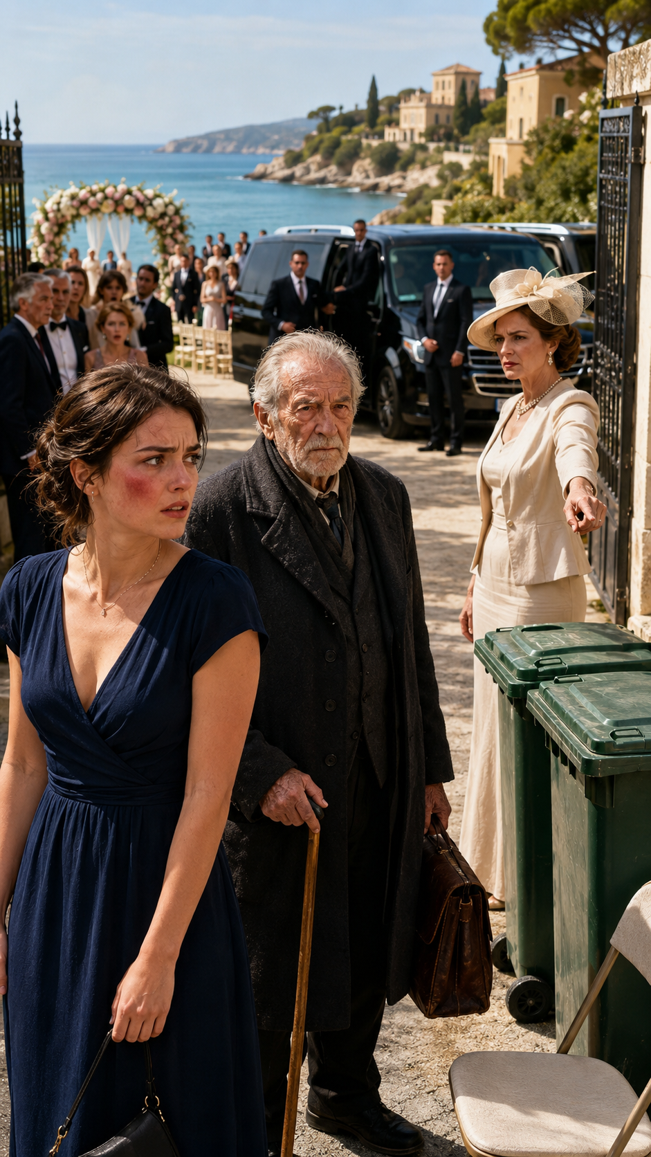 Mon grand-père a fait 6 heures de vol pour le mariage de mon frère — mais mes parents l’ont assis derrière les poubelles. Ma mère a sifflé : « Ce vieux mendiant va nous faire honte. »