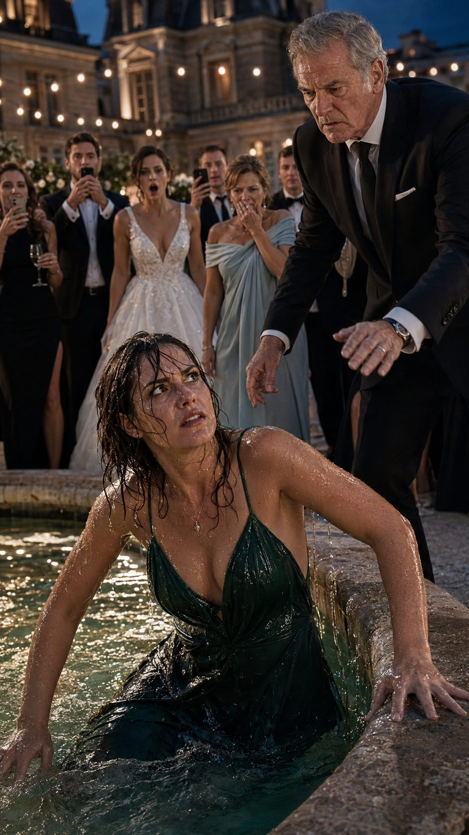 Elle est venue au mariage pour sauver les apparences… son propre père l’a jetée dans la fontaine, sans savoir qui elle était vraiment