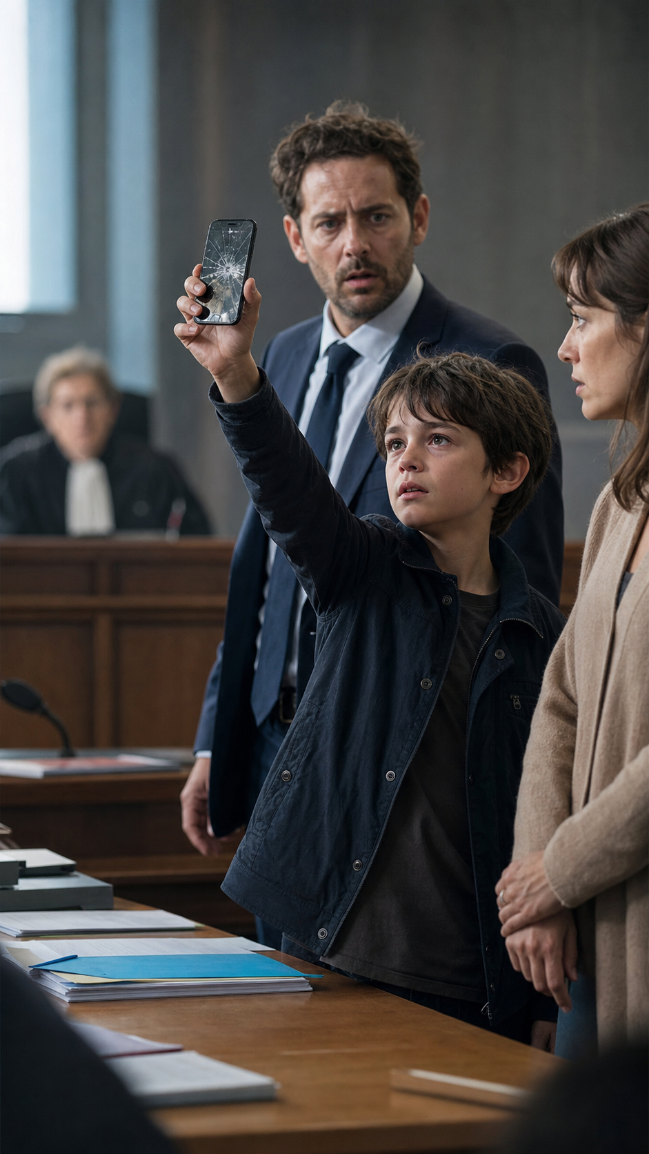 ## Le juge a demandé à 2 enfants de choisir entre leur mère modeste et leur père millionnaire... puis le téléphone du plus grand a glacé tout le tribunal
