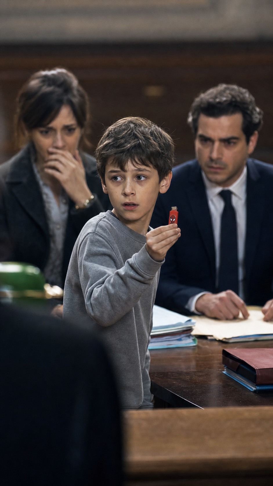 Le fils de 9 ans sort une clé USB au tribunal et fait tomber son père millionnaire avec 1 secret que sa mère n’aurait jamais imaginé