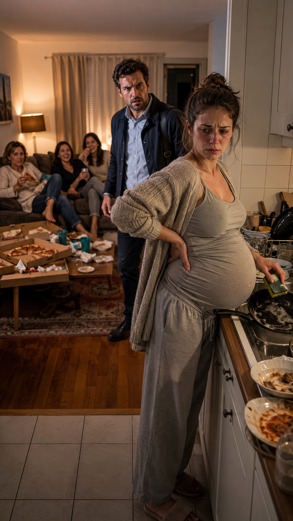 Il rentre à 22:00 et trouve sa femme enceinte de 8 mois en train de servir sa famille… mais ce qu’il découvre dans la poubelle va tout faire exploser